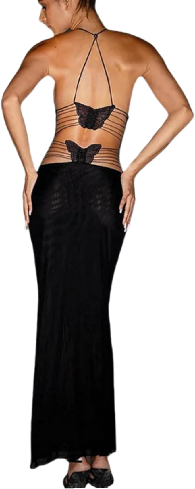 Women's Fairy Butterfly Maxi Dress Sexy Sleeveless Backless Long Dress Bandage String Bodycon Bea... | Amazon (US)