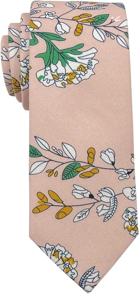 Mantieqingway Men's Cotton Floral Neck Tie 2.56'' Printed Skinny Tie | Amazon (US)