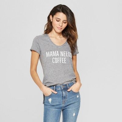 Women's Short Sleeve Mama Needs Coffee T-Shirt - Grayson Thread (Juniors') Gray XXL | Target