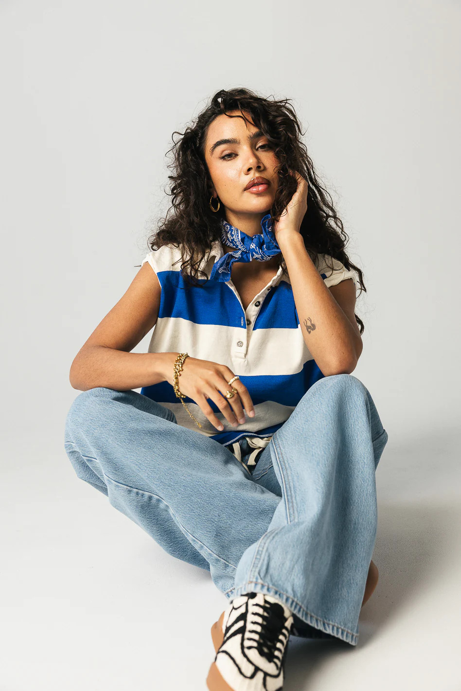 Blake Striped Top in Blue | Böhme US