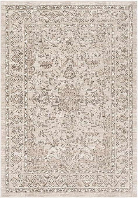 Mark&Day Area Rugs, 8x10 Darp Traditional Charcoal Area Rug, White/Beige/Black Carpet for Living ... | Amazon (US)