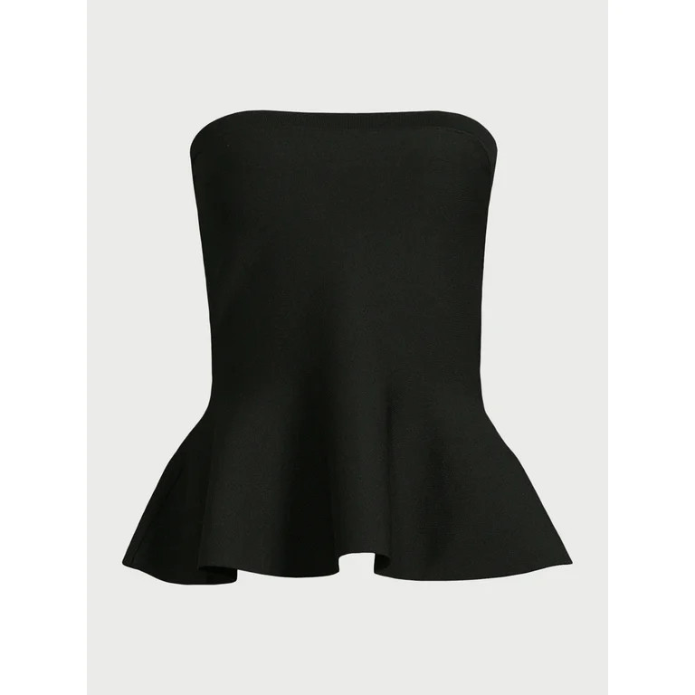Scoop Women's Strapless Peplum Sweater Top, Sizes XS-XXL | Walmart (US)