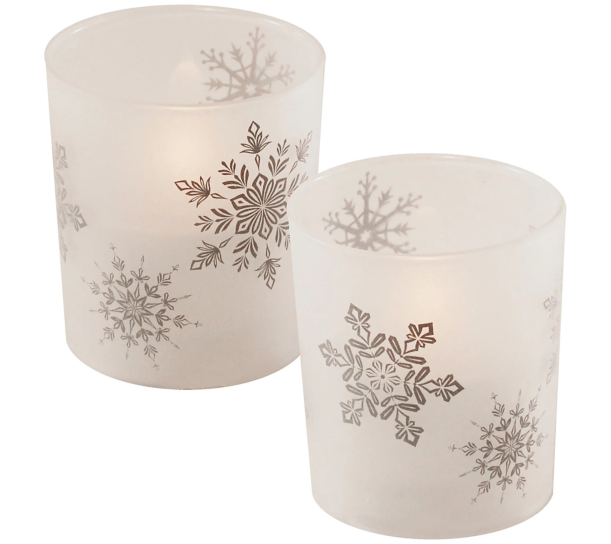 LumaBase Snowflake Glass LED Wax Candles with T imer, Set of 2 | QVC