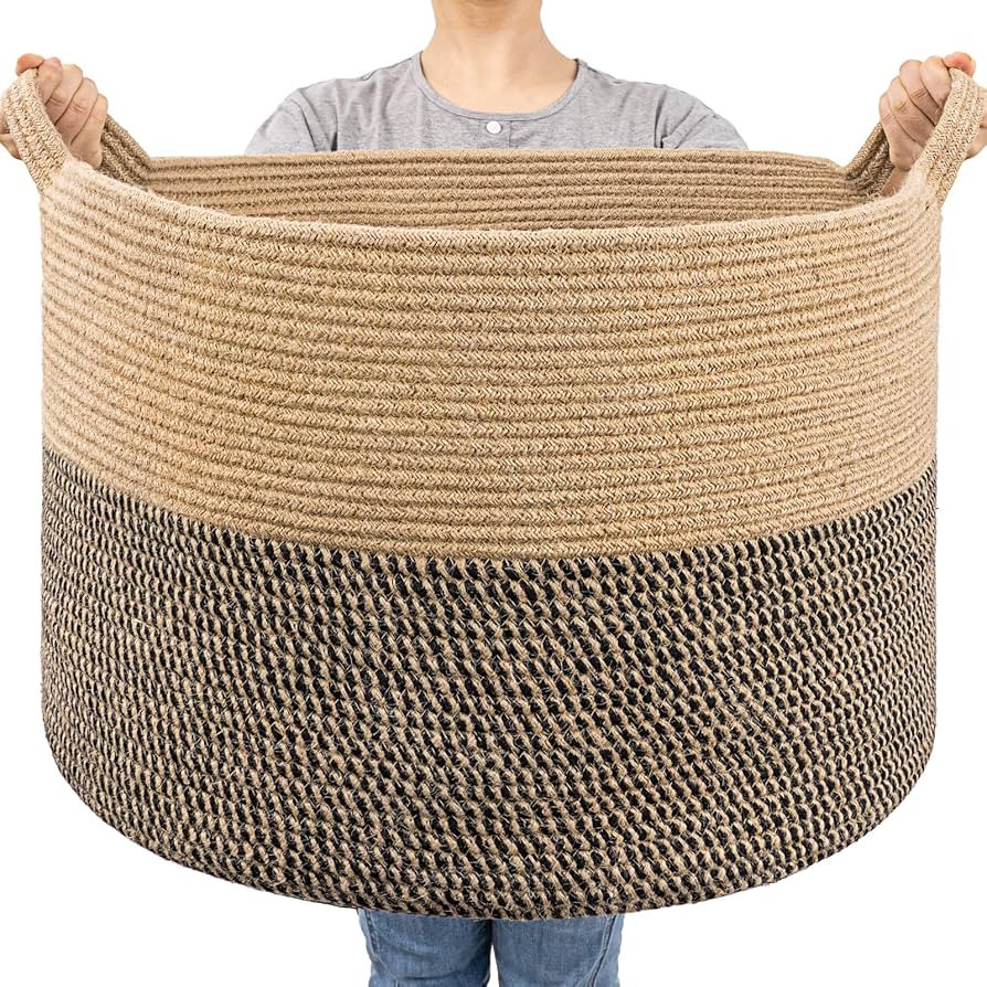Goodpick Extra Large Wicker Storage Basket, 83L Woven Blanket Storage for Living Room, Round Wove... | Amazon (US)