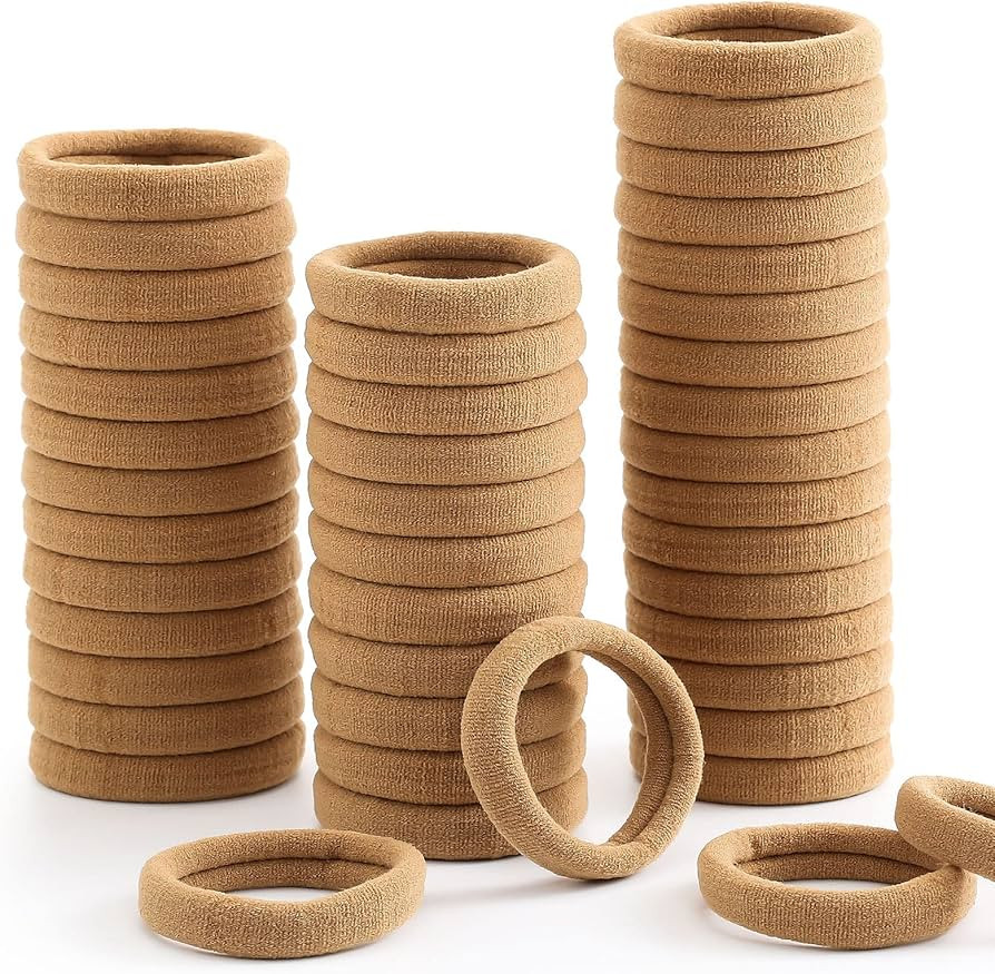 100 Pcs Thick Seamless Hair Ties, Ponytail Holders Hair Accessories No Damage for Thick Hair (Lig... | Amazon (US)