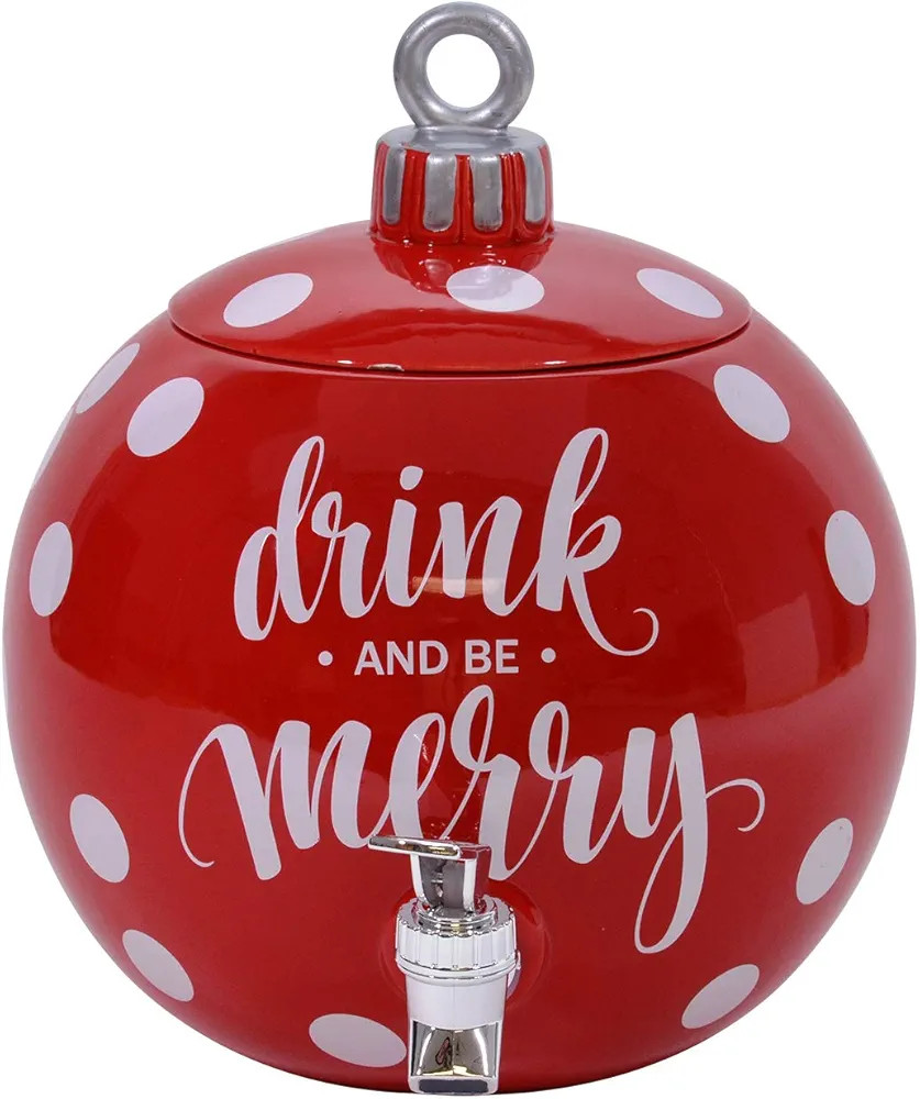 Mark Feldstein & Associates Drink and Be Merry Ball Ornament Rosy Red 11 x 11 Dolomite Ceramic Ch... | Amazon (US)
