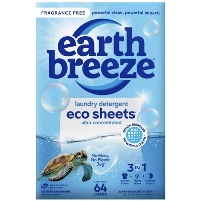 Earth Breeze Unscented Fragrance-Free Eco Laundry Detergent Sheets 64 Loads | Target