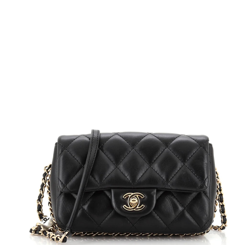 My Precious Pearls Chain Flap Bag Quilted Lambskin Small | Rebag