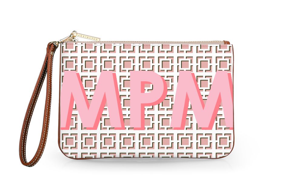 Everyday Essentials Pouch with Wristlet - Monogram Stripe | Barrington Gifts
