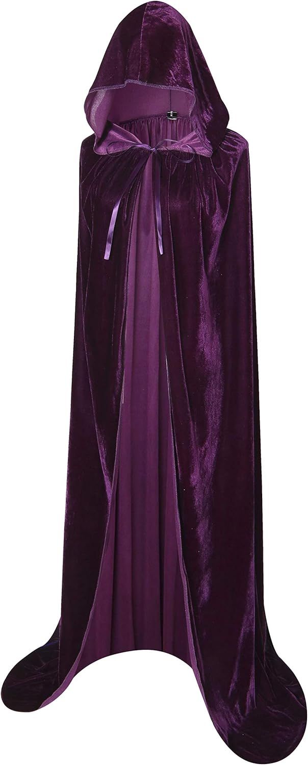 BIGXIAN Full Length Hooded Velvet Cloak Halloween Christmas Fancy Cape Costumes 59" | Amazon (US)