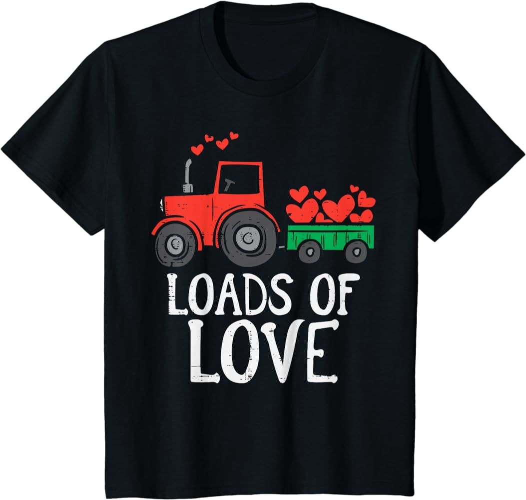 Loads Of Love Tractor Cute Valentines Day Truck Toddler Boys T-Shirt | Amazon (US)