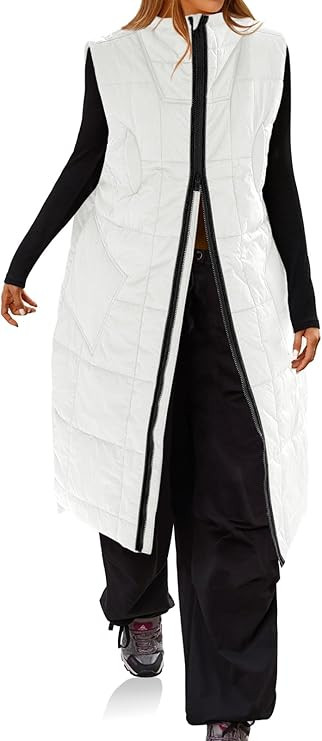 Cicy Bell Womens Long Quilted Puffer Vest Lightweight Sleeveless Winter Jackets Side Slit Packabl... | Amazon (US)