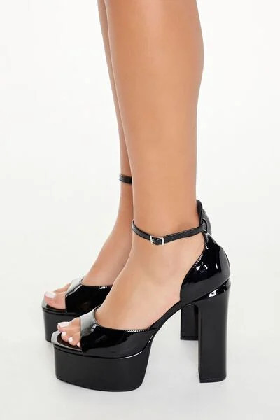 Faux Patent Leather Platform Heels | Forever 21