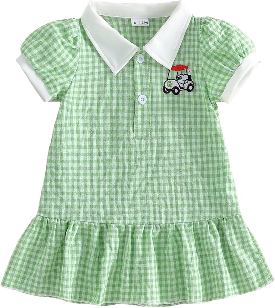 Baby Girl Golf Outfit Polo Dresses Toddler Baseball Tennis Golf Dress Plaid Short Sleeve Sporty D... | Amazon (US)