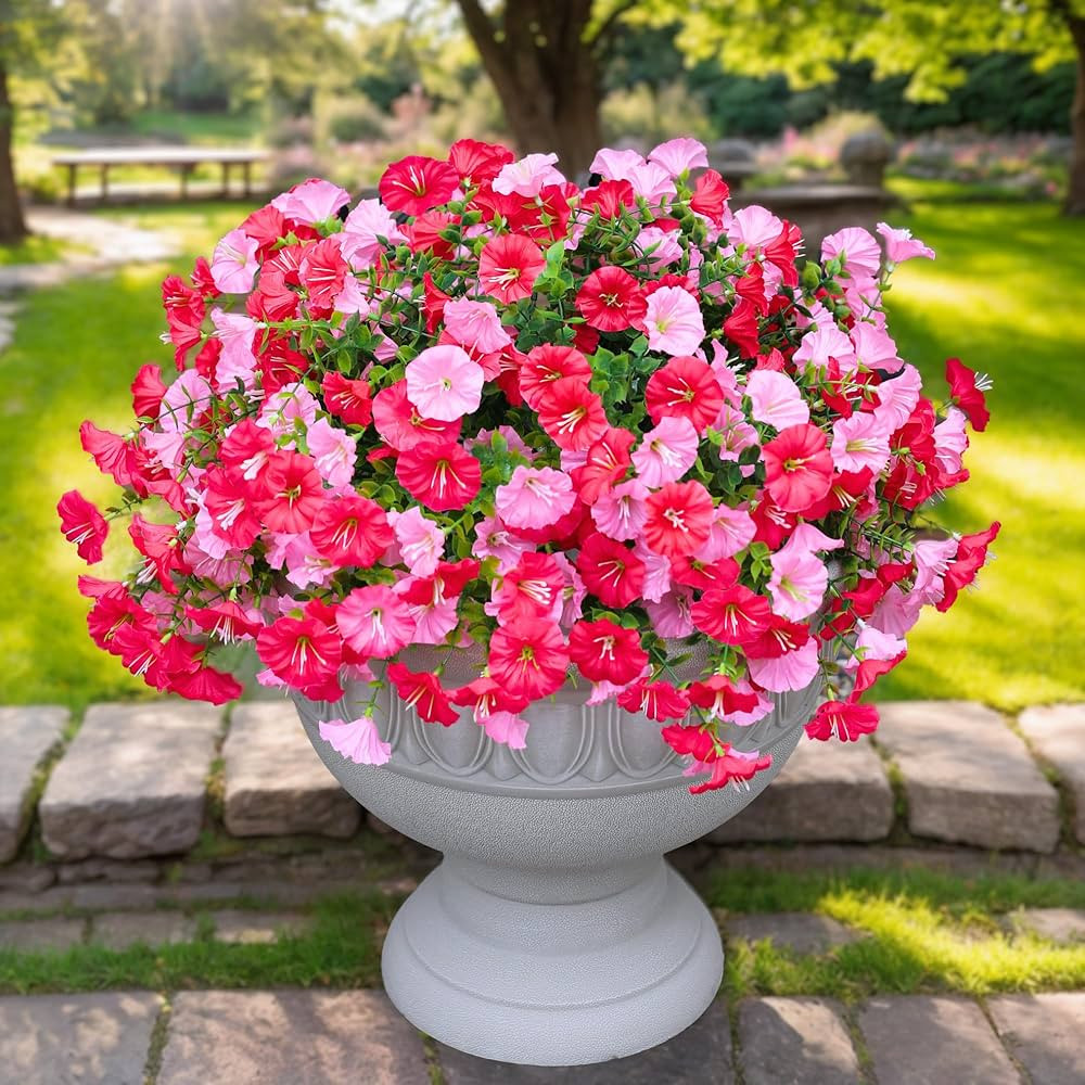 Artificial Flowers for Outdoor, Fake Flowers Faux Plants for Outside Indoor, 4PCS Summer Decor, M... | Amazon (US)