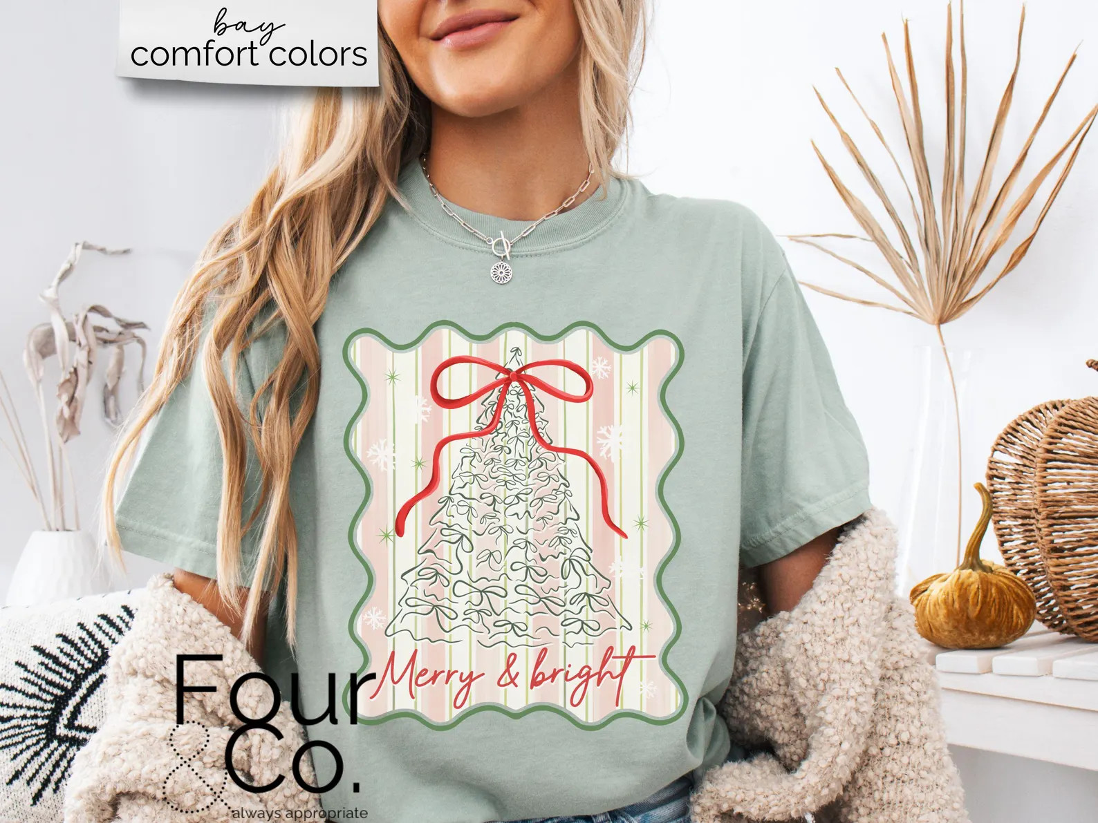 Christmas Tree Bows Shirt, Comfort Colors® Christmas Shirt - Etsy | Etsy (US)