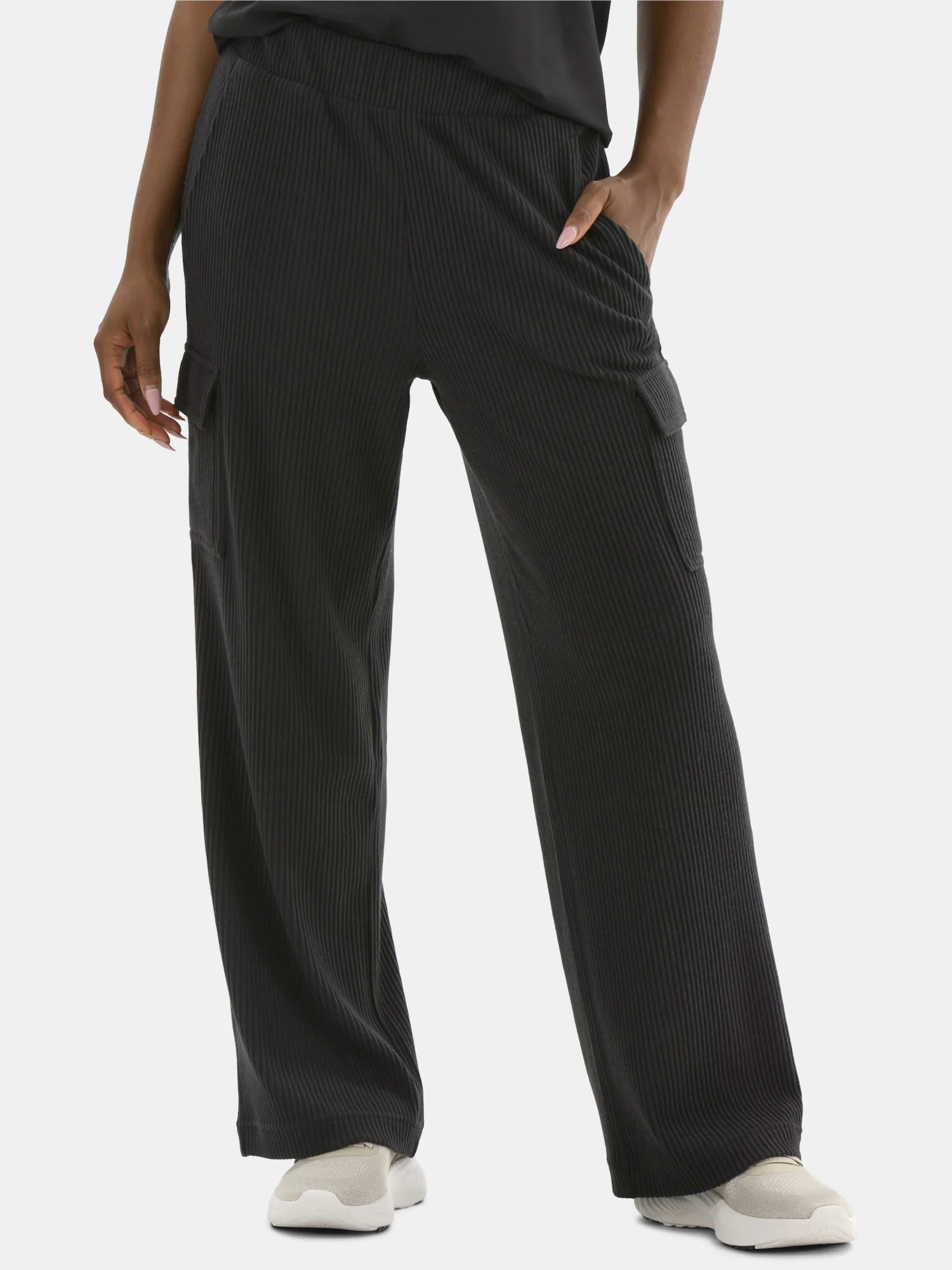 Avia Women’s and Women's Plus Corded Ribbed Seamed Wide-Leg Pants, Sizes XS-4X - Walmart.com | Walmart (US)