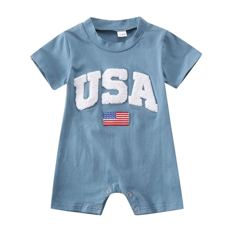 Newborn Baby Boy 4th of July Outfit American Flag USA Romper Jumpsuit Infant Boy Fourth of July S... | Walmart (US)
