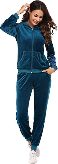 Hotouch Velour Tracksuit Womens 2 Piece Sweatshirt & Sweatpants Set Full Zip Hoodie Sweatsuit wit... | Amazon (US)