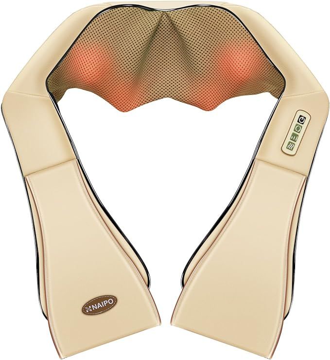 Naipo Neck and Shoulder Shiatsu Kneading Massager with Heat - Deep Tissue 3D electric Massage Pil... | Amazon (US)