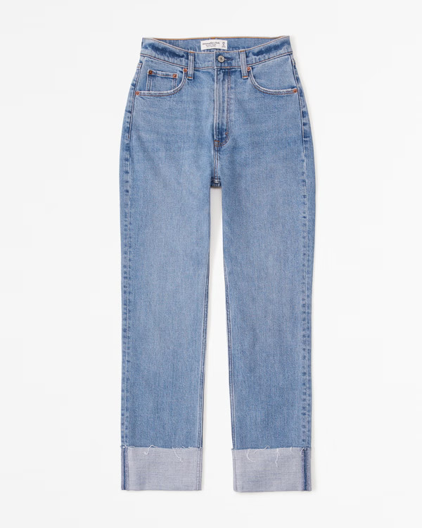Curve Love Ultra High Rise Ankle Straight Jean | Abercrombie & Fitch (US)