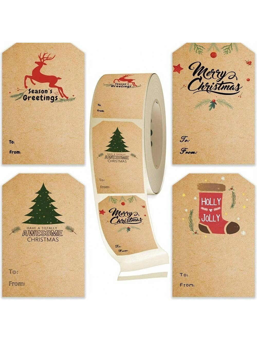 300pcs/Roll Vintage Christmas Stickers, Gift Packaging Labels, Christmas Present Stickers,Christm... | SHEIN