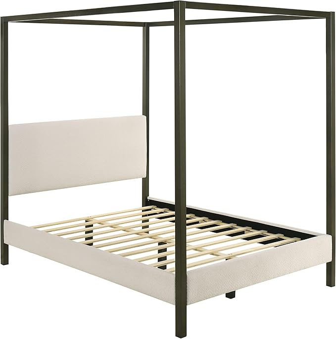 Coaster Home Furnishings - Monroe - Wood - Upholstered Canopy Bed with Four-Post Metal Frame, Pad... | Amazon (US)
