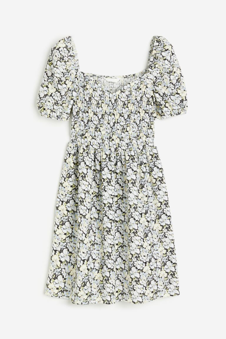 Puff-sleeved Textured Jersey Dress | H&M (US)