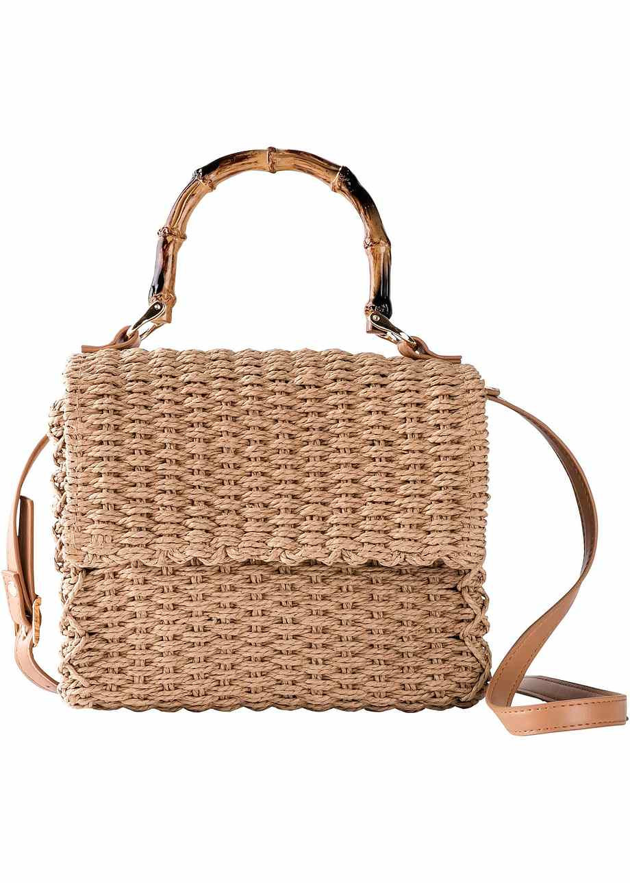Sommerliche Strohtasche mit besonderem Tragehenkel - beige | Bonprix DE