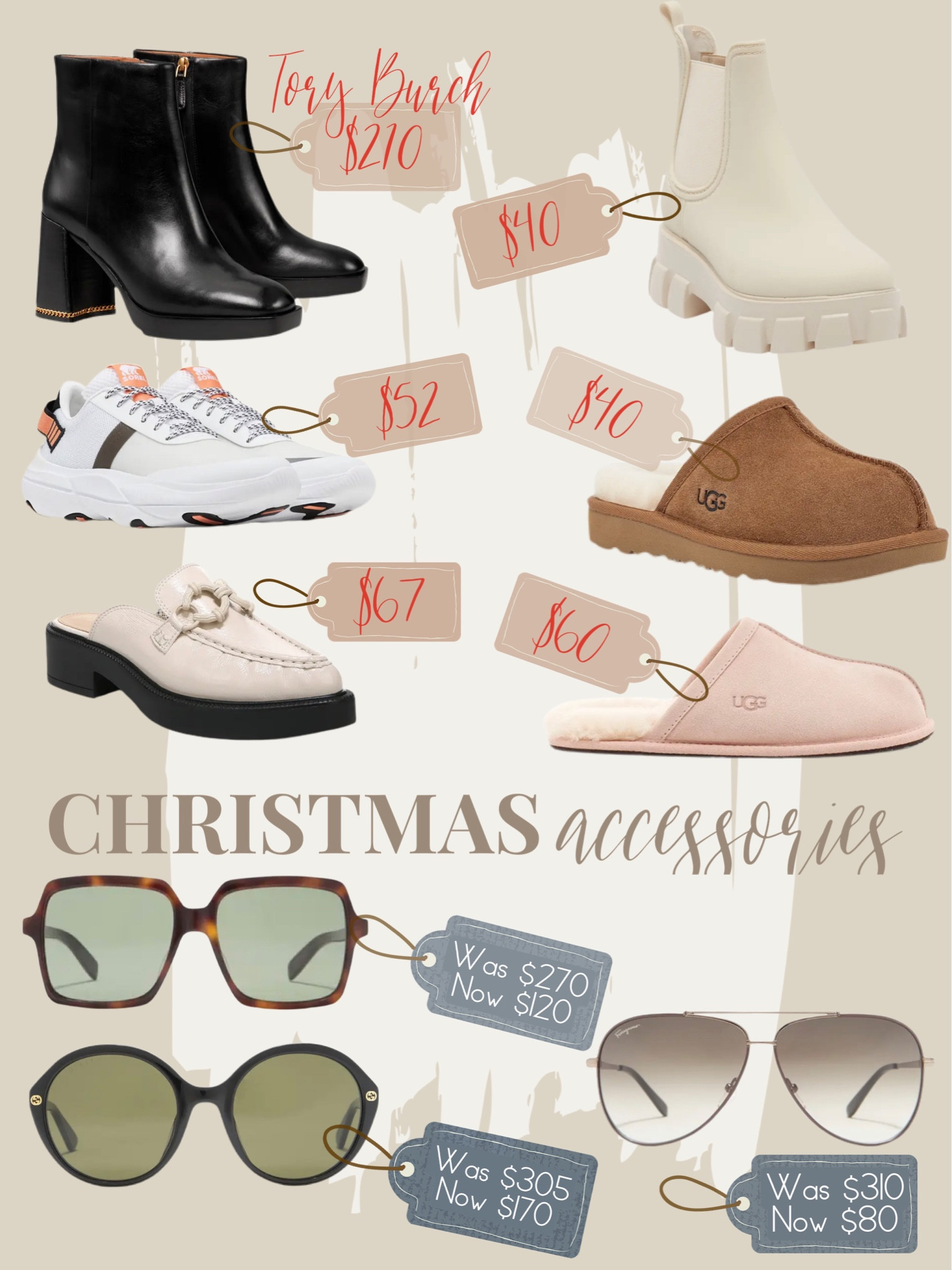 Shoes and shades! 
A few designer options as well as classic Uggs! 

#LTKGiftGuide #LTKsalealert #LTKshoecrush