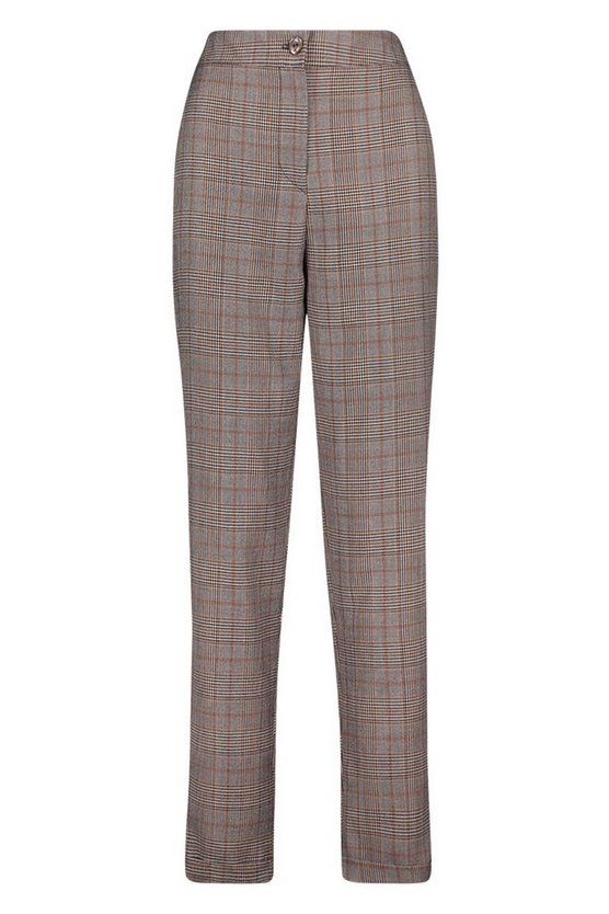 Tall Check Tapered Trousers | Boohoo.com (US & CA)