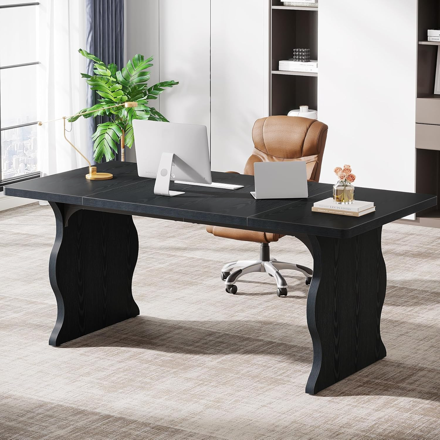 Tribesigns 63" Large Executive Desk for Home Office, Spacious Computer Desk with Ample Leg Room, ... | Amazon (US)