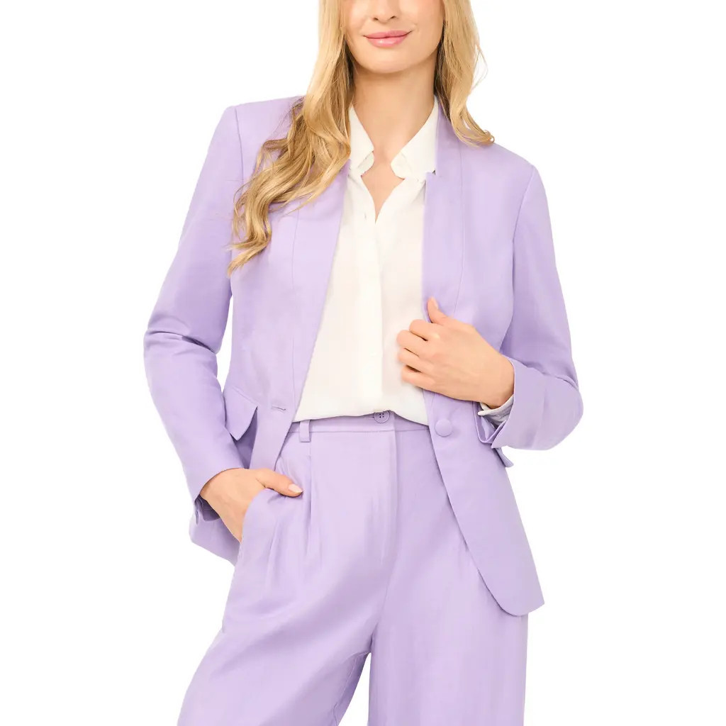 halogen(r) Inverted Lapel Linen Blend Blazer in Soft Lavender at Nordstrom, Size 0 | Nordstrom