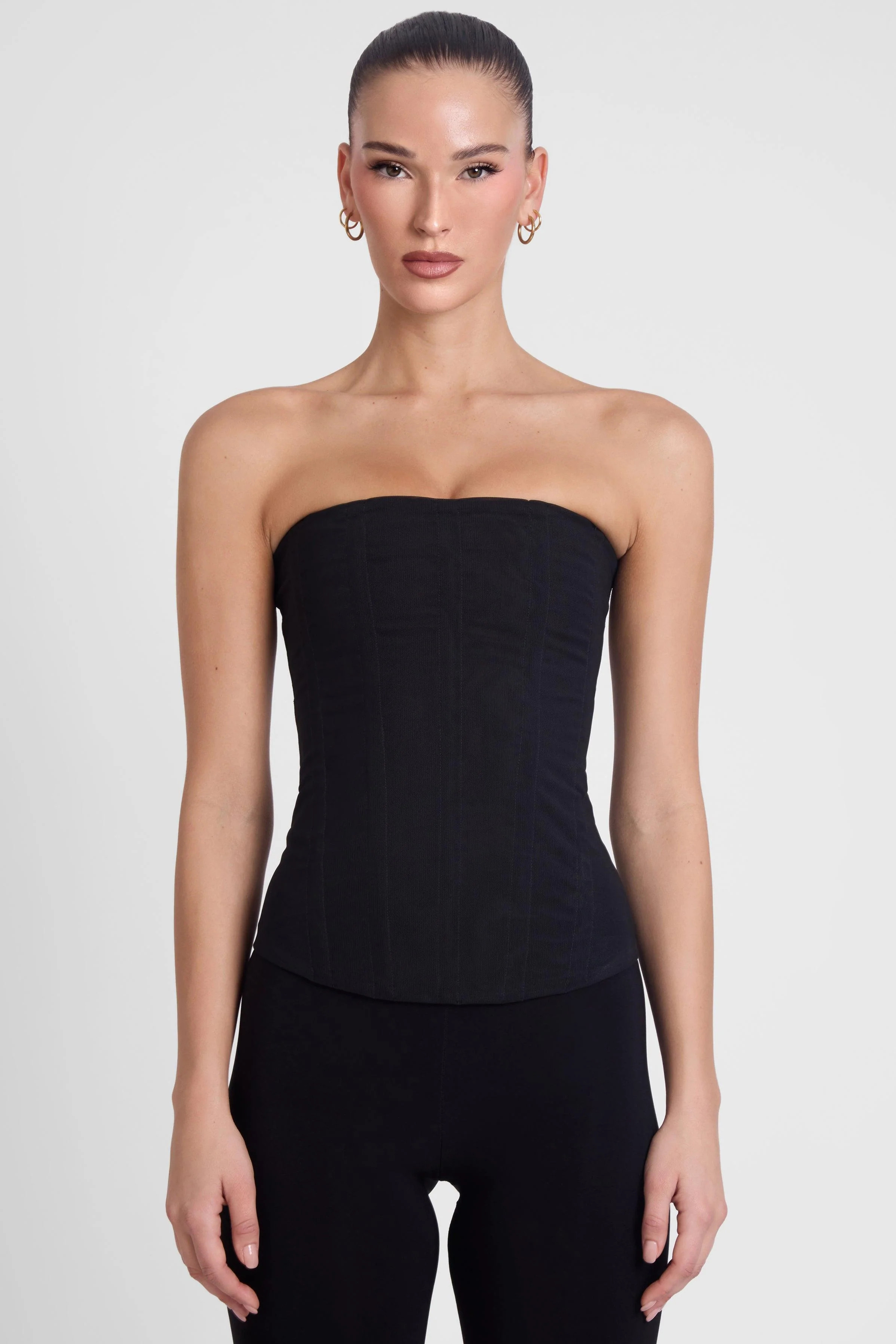 Muse Mesh Corset Top - Black | LEAU (US)