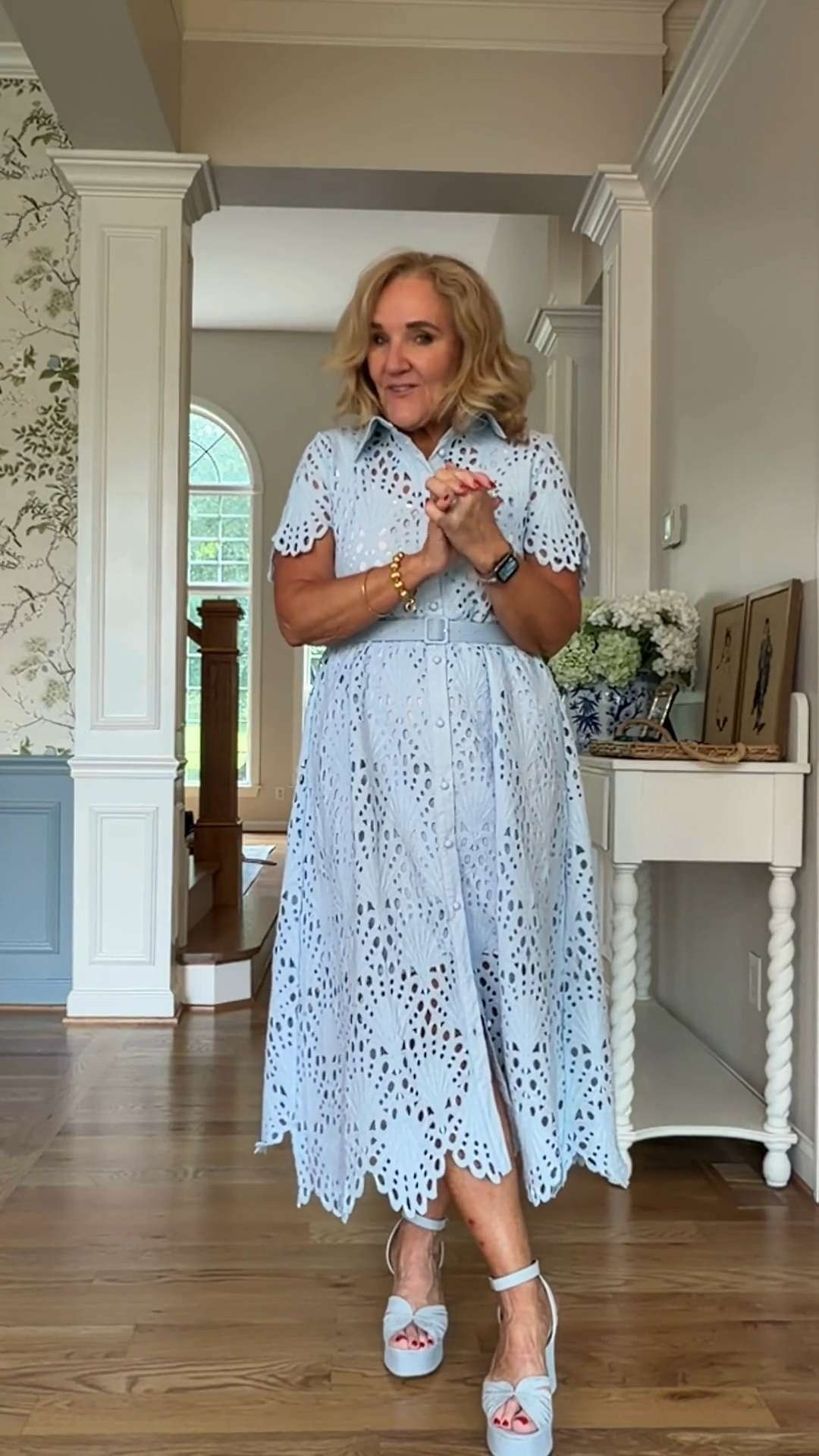 This light blue eyelet midi dress is such an elegant choice for bridal events, rehearsal dinners, church, or any special occasion. The scalloped hem and classic collar give it a timeless look that’s both feminine and polished.

💡 LTK MADE EASY

❤️ Heart = Support my posts
🔖 Save = Get sale & restock alerts
📋 Lists = Keep favorites organized
📲 Share = Send to yourself for later
💬 Comment = Ask me anything 

 #LTKootd #LTKSeasonal #LTKOver40