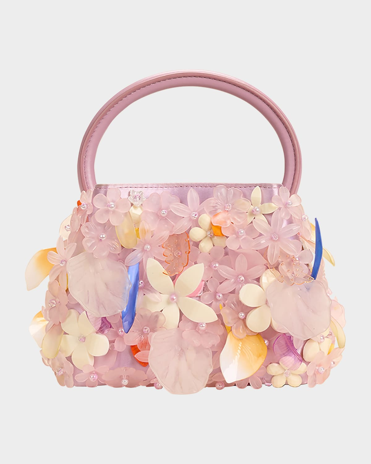 Solene Mini Flower Metallic Top-Handle Bag | Neiman Marcus