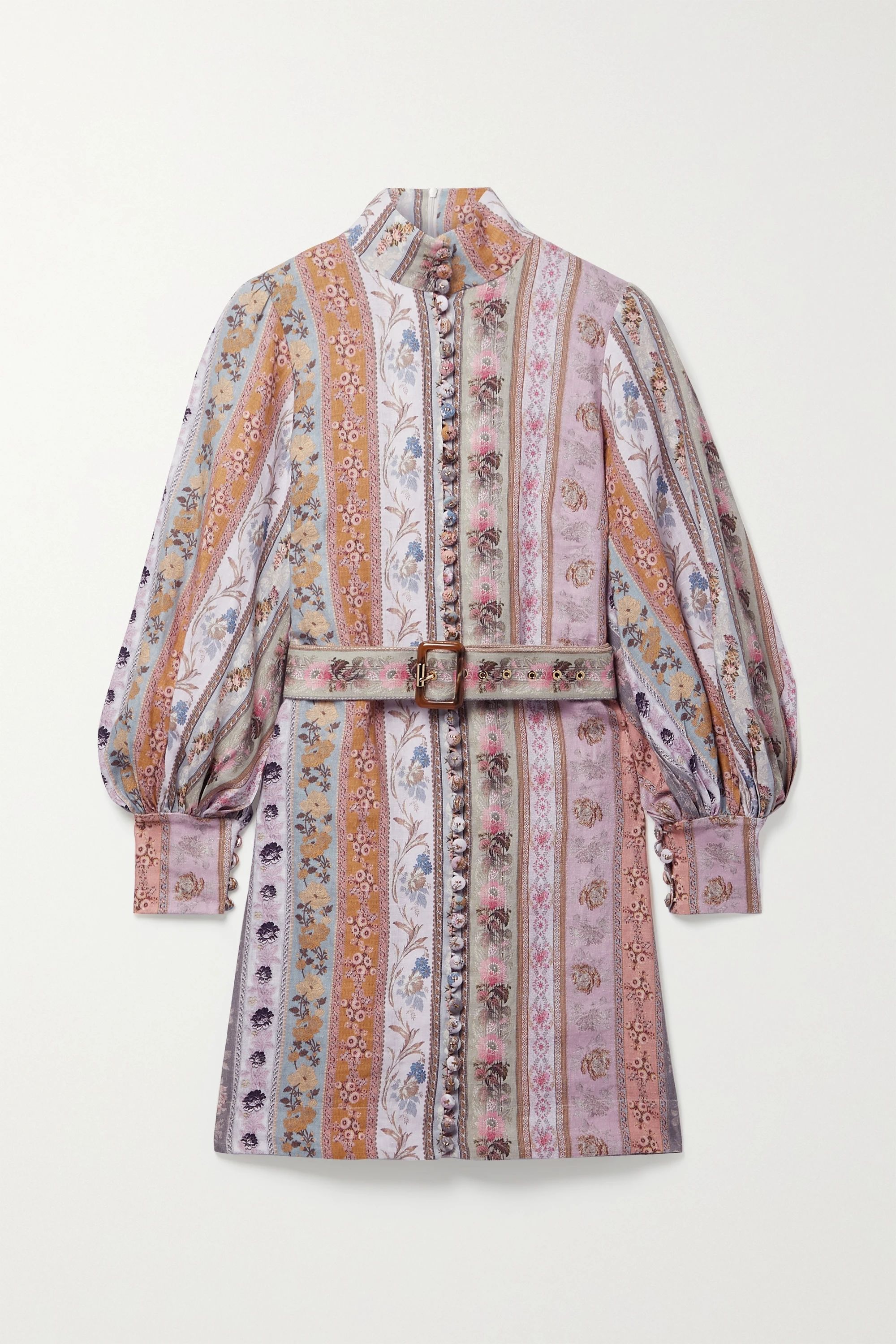 Luminous belted floral-print linen mini dress | NET-A-PORTER (UK & EU)