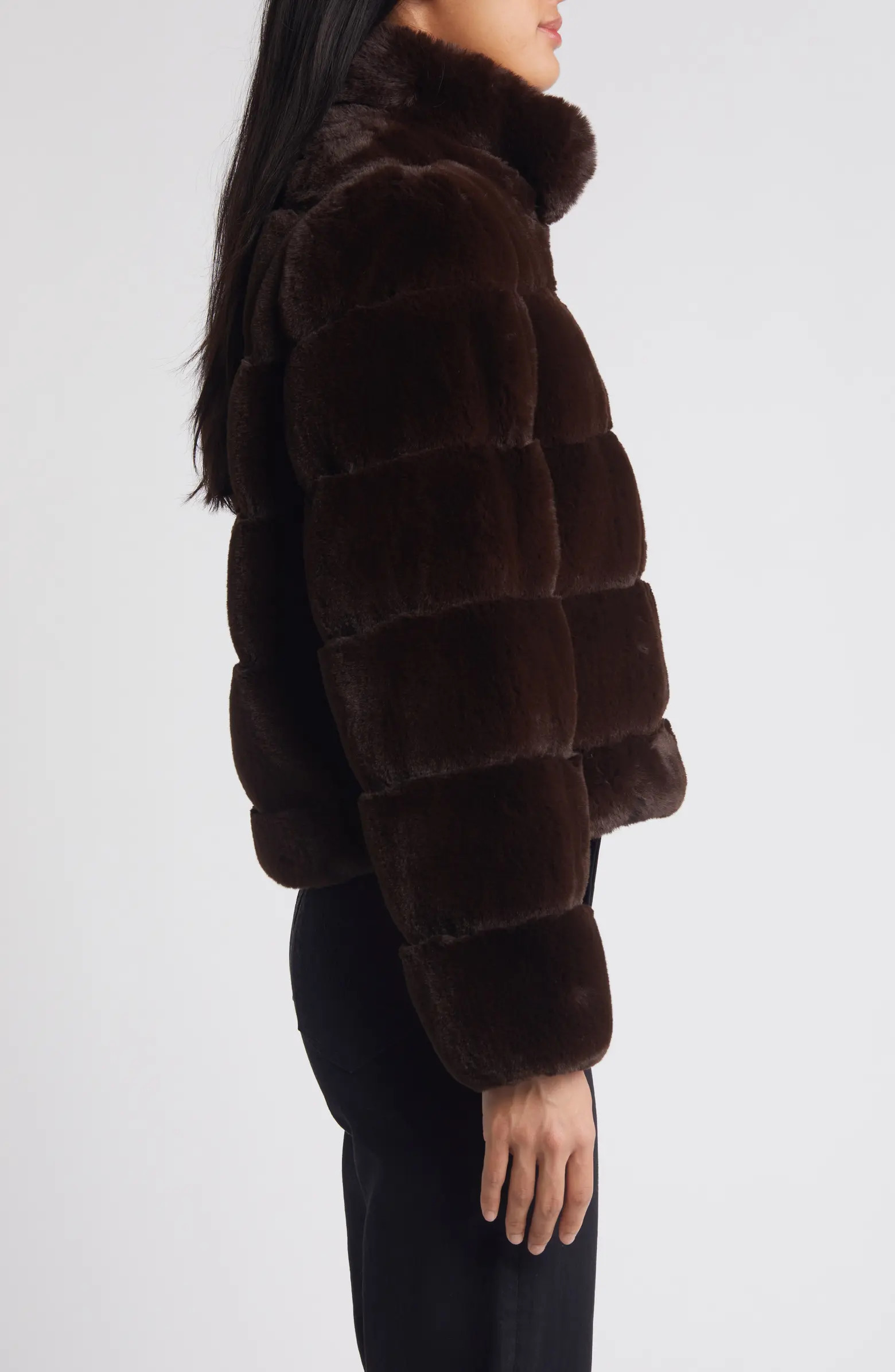 BCBGMAXAZRIA Channel Quilted Faux Fur Jacket | Nordstrom | Nordstrom