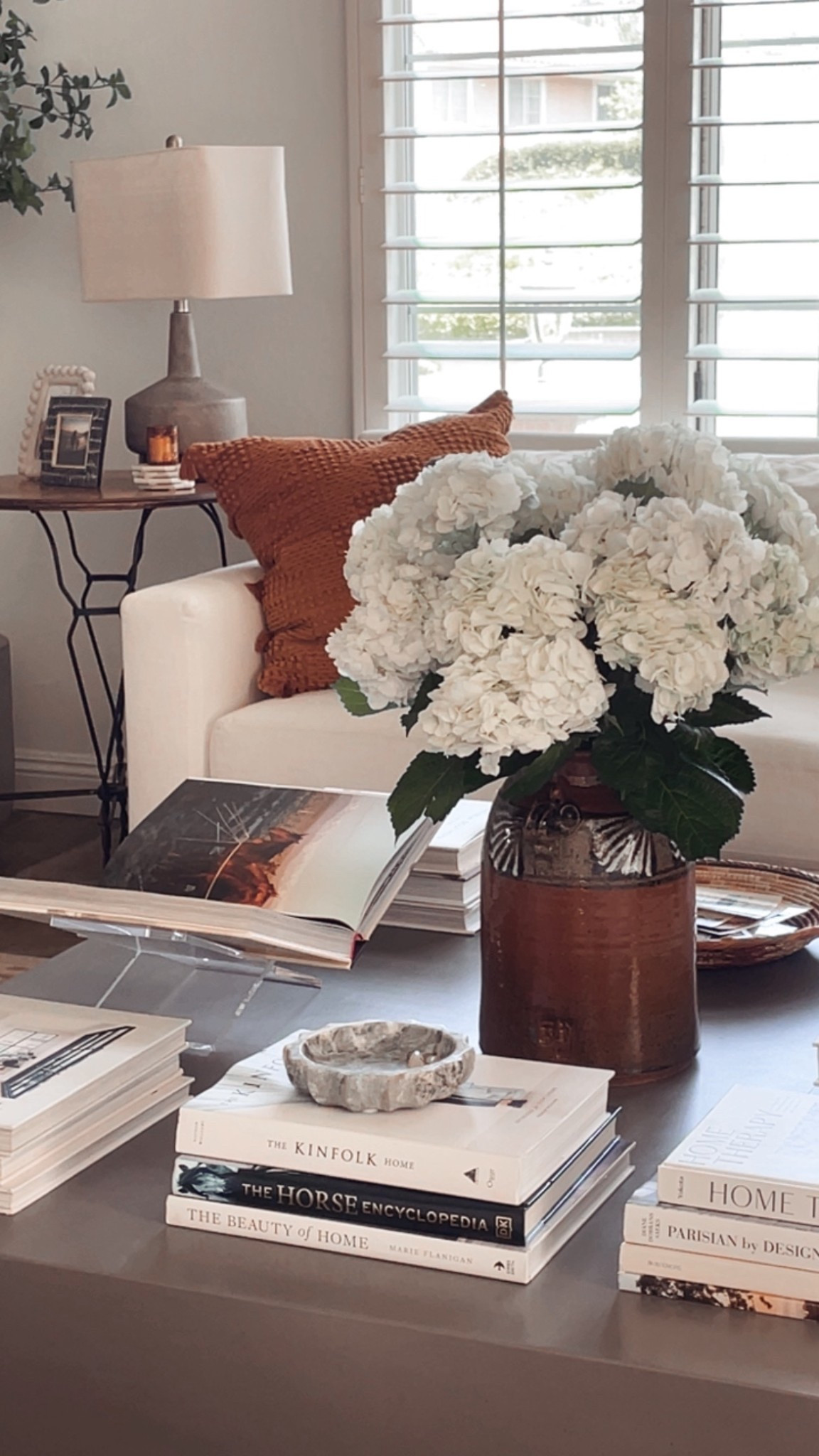 Spring coffee table decor with a large stoneware vase and fresh hydrangea 🙌🏻

#LTKHome #LTKOver40 #LTKmomlife