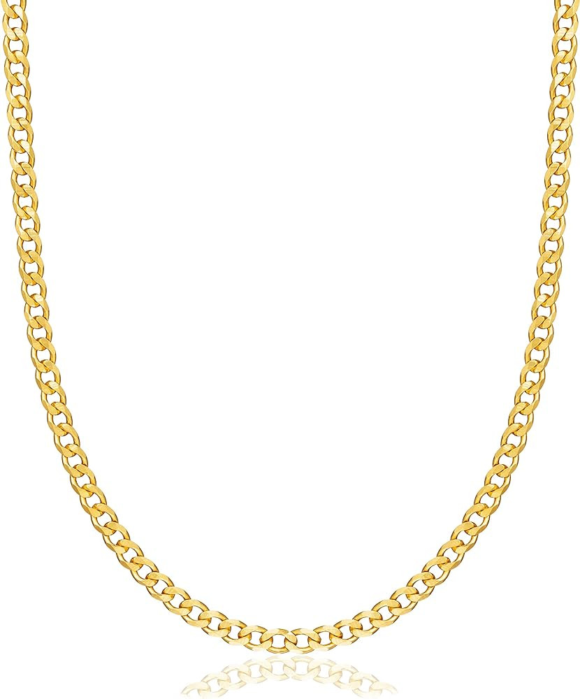 Barzel 18K Gold Plated Curb/Cuban Link Gold Chain Necklace 2MM, 3MM, 4MM, 5MM For Women or Men - ... | Amazon (US)