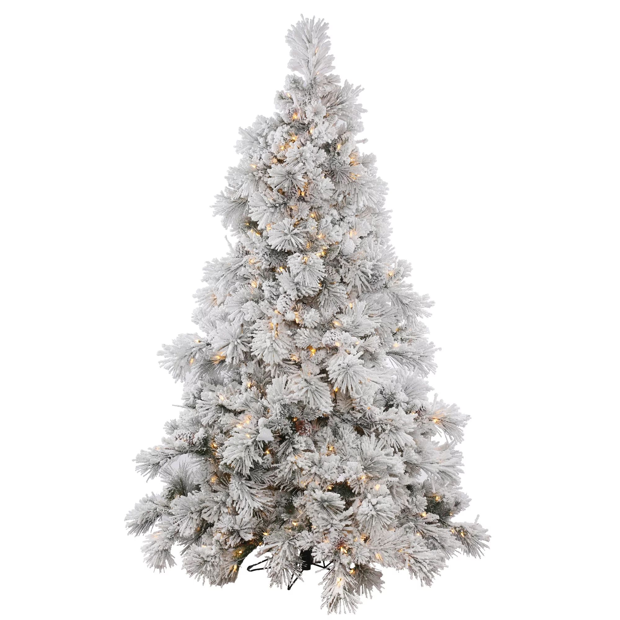 Vickerman Pre-Lit 6.5' Flocked Alberta Artificial Christmas Tree with Cone, Dura-Lit, Clear Light... | Walmart (US)