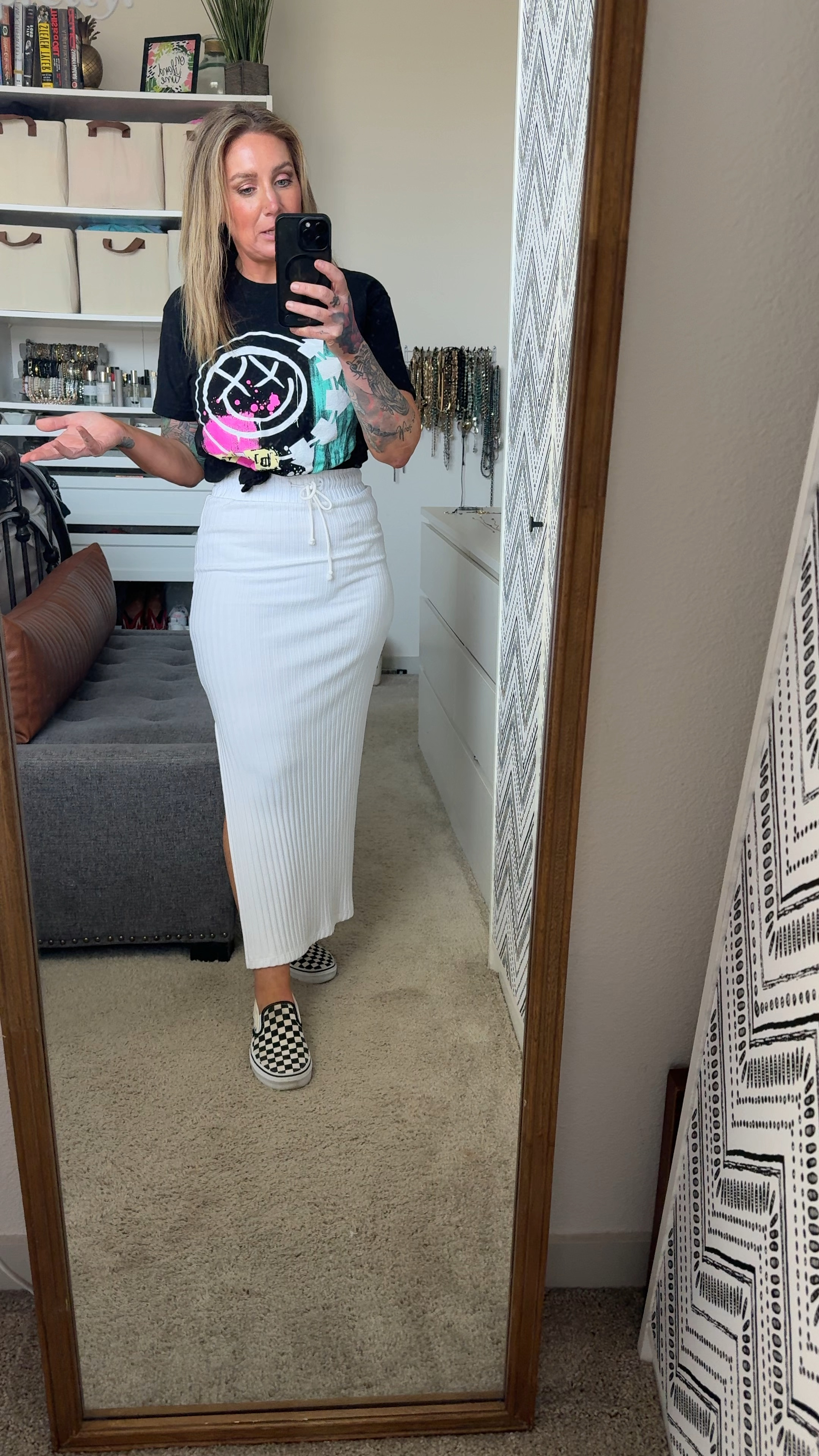 Dress this super cute down to run errands. Looks cute paired with a band tee and vans. 
Skirt size Small
Tee size Medium

#LTKStyleTip #LTKSaleAlert #LTKOver40