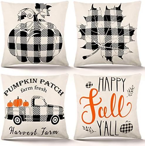 Amazon.com: YGEOMER Fall Pillow Covers 18x18 Inch Set of 4 Fall Decor for Home Autumn Farmhouse B... | Amazon (US)