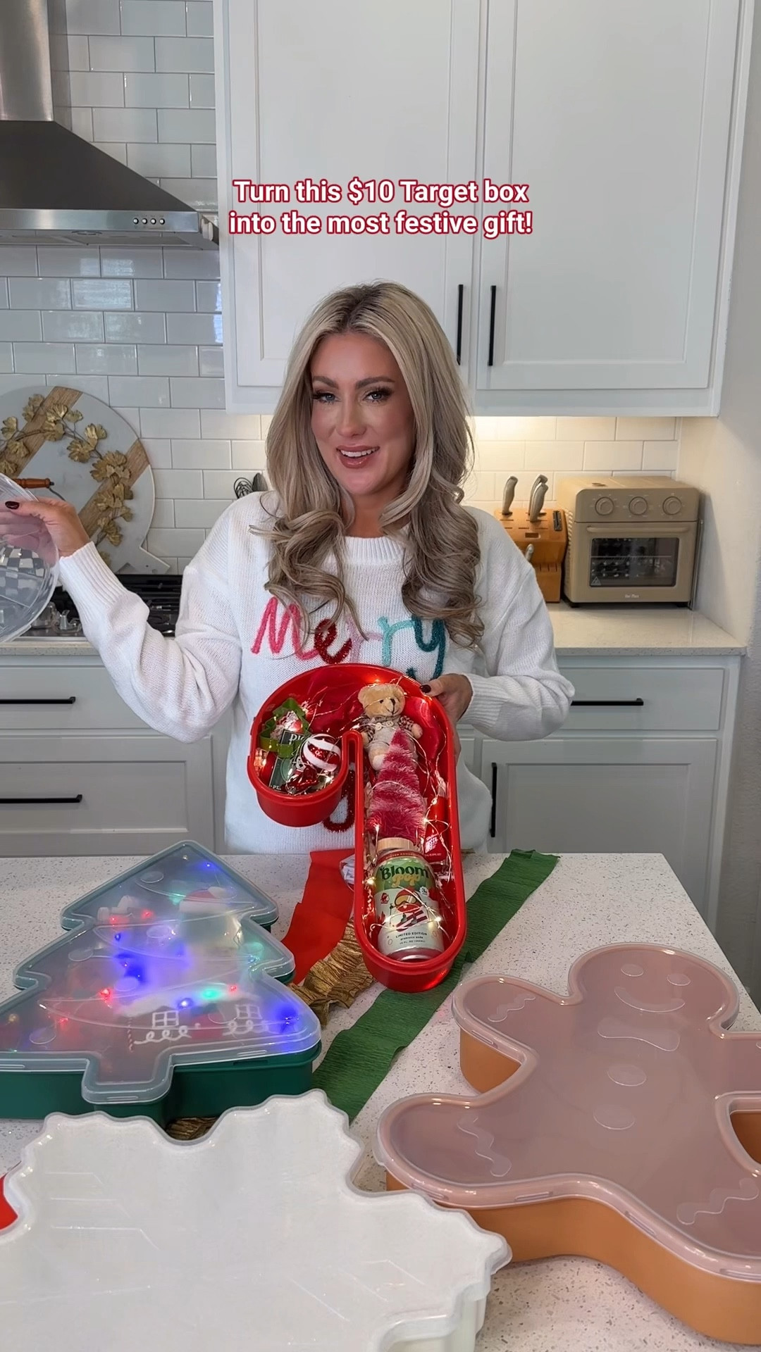 You guys are going to love this!! These $10 jumbo holiday boxes from Target come in a candy cane, snowflake, Christmas tree, and gingerbread shape — and they are PERFECT for gifting or packing up Christmas snacks 🎁

I turned mine into a cozy gift for her using all Target finds — and made it extra festive with battery-operated twinkle lights ✨
#targetfinds #targetchristmas #christmasgifts #christmasgiftideas #holidaygifting #giftideasforher #targetmusthaves #diychristmasgifts #christmasfinds #holidayinspo #targetstyle #malloryleerichardson #easychristmasgifts #holidaygiftideas


#LTKGiftGuide #LTKSeasonal #LTKHoliday