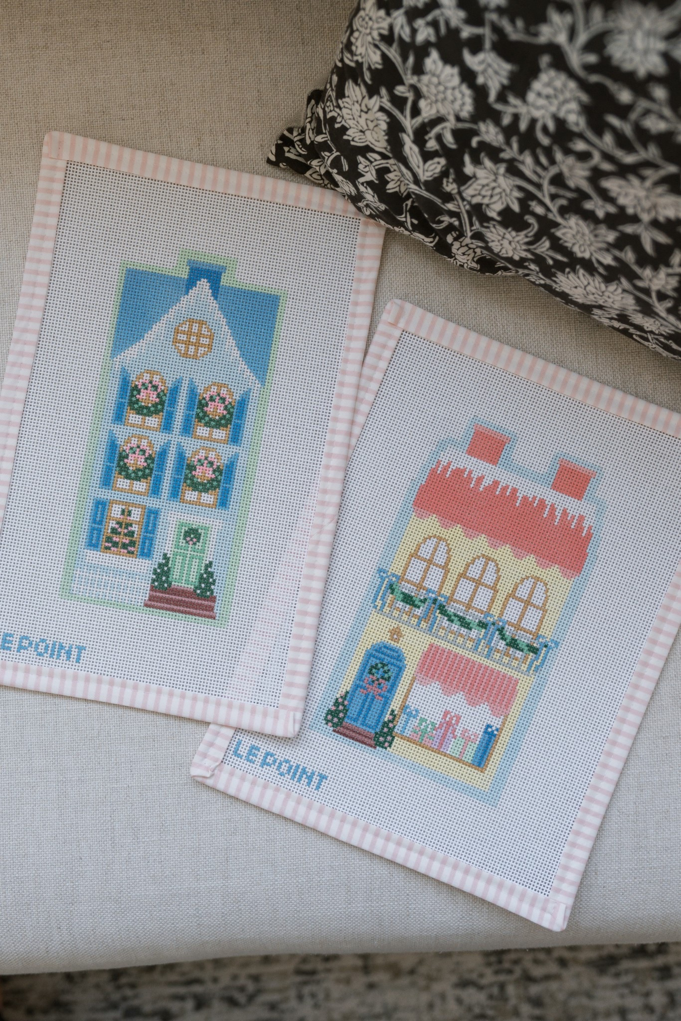 Needlepoint Christmas village canvases 