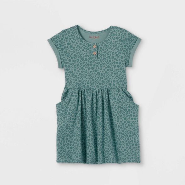 Toddler Girls' Animal Print Knit Short Sleeve Dress - Cat & Jack™ Green | Target