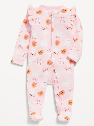 2-Way-Zip Ruffle-Shoulder Footed One-Piece for Baby | Old Navy (CA)