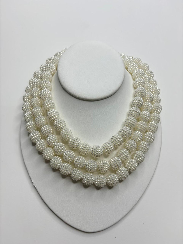Triple Strand Faux Pearl Beaded Necklace  - Sample Sale Final Sale | Lisi Lerch Inc
