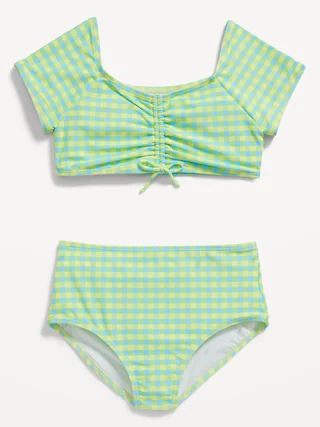 Patterned Ruched Bikini Swim Set for Girls | Old Navy (US)