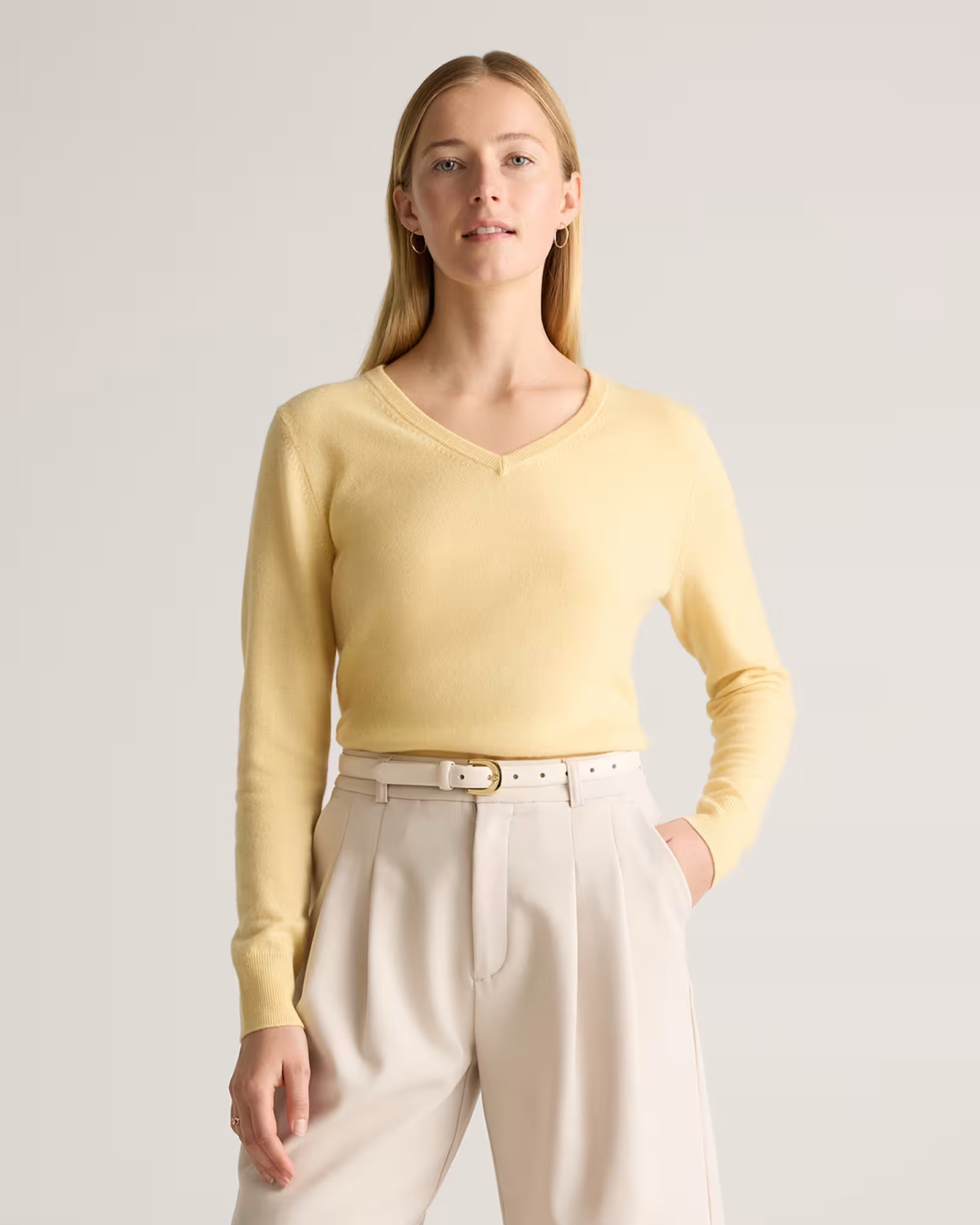 Mongolian Cashmere V-Neck Sweater | Quince